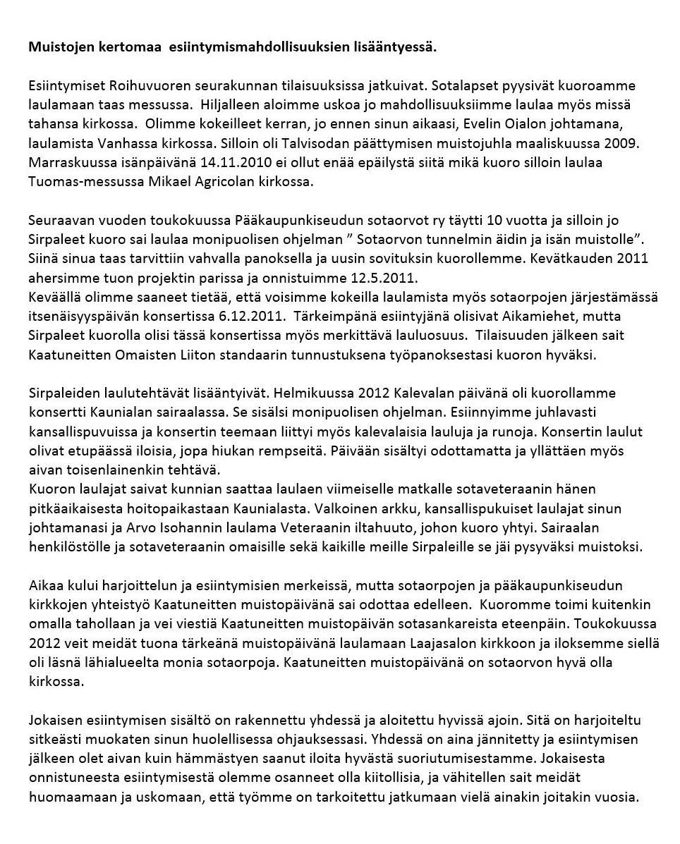Kiitokset Tomi Kujansuulle