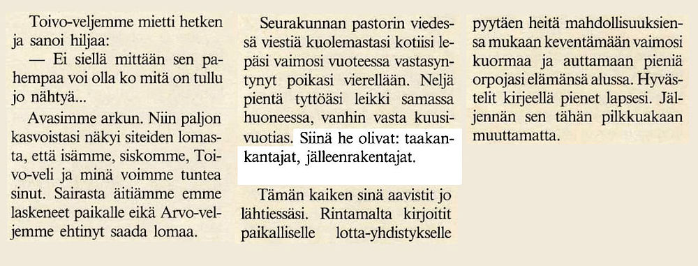 siskon kertomaa