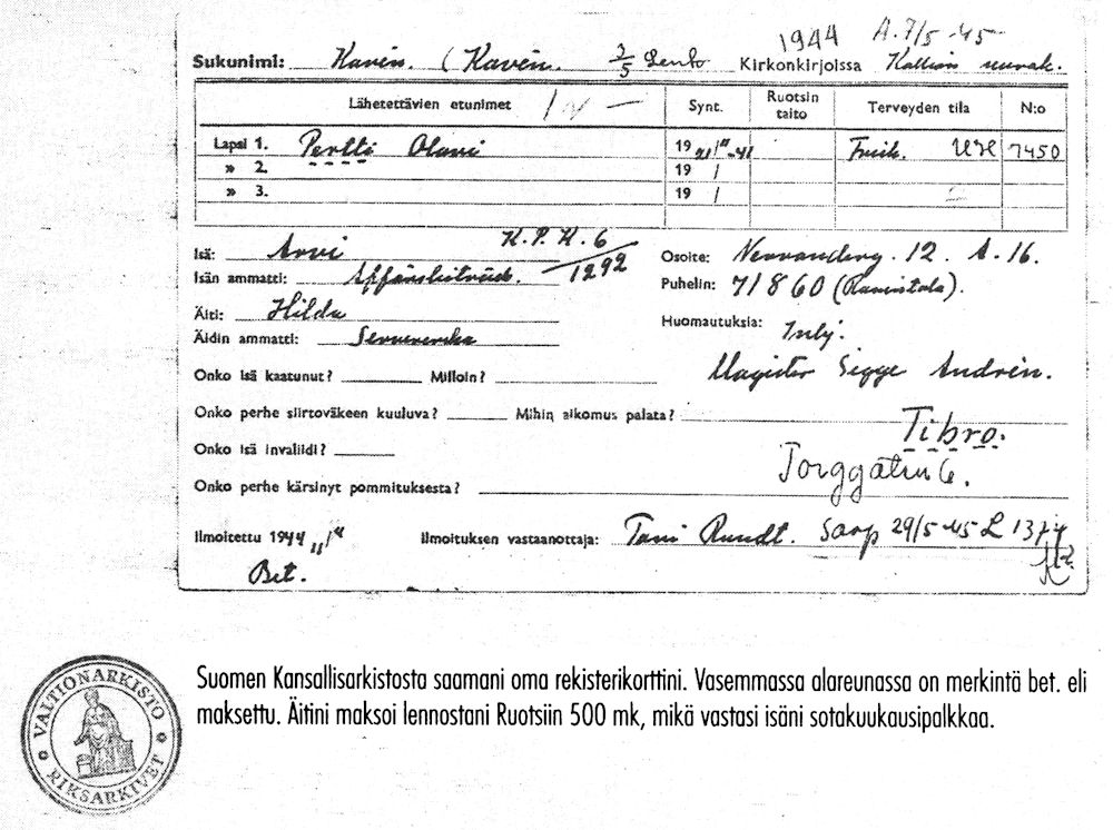 sotalapsikortti
